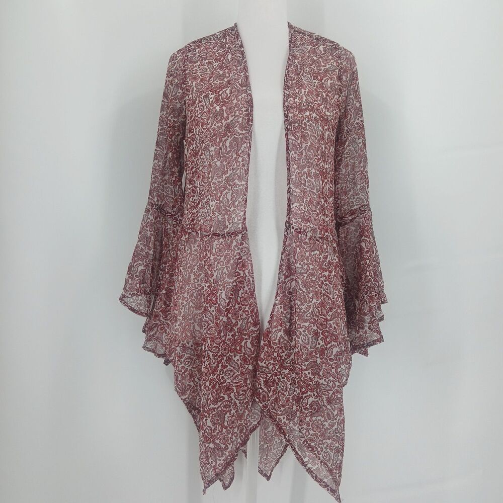 Hollister Women's size small Sheer Floral Open Front Cardigan Draped Kimono